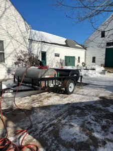 View of the 1800s farmhouse and equipment at Hazel's Homestead in Standish Maine - Vision AI landmark proof for local SEO